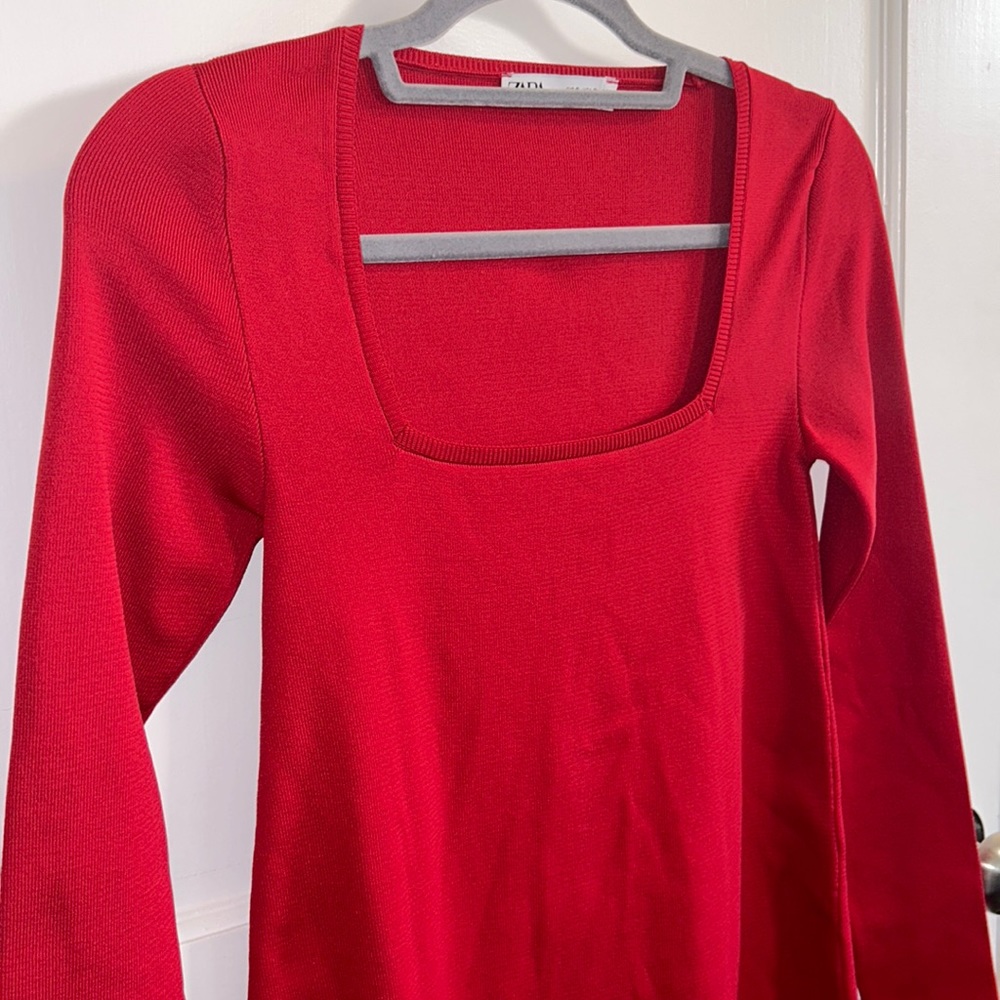 *4 FOR 30* Zara Red Square Neck Red Mini Dress Size US S